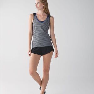 LululemonStriped Sleeveless tank top with Blue Accents and built in bra. Size 10